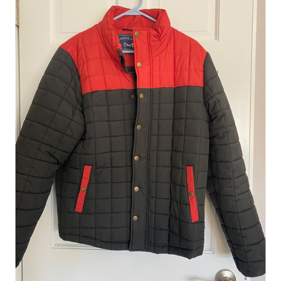Marine Layer Other - Marine Layer Size L Puffer Full Zip Black/red Orange Jacket Down Color Block. J6